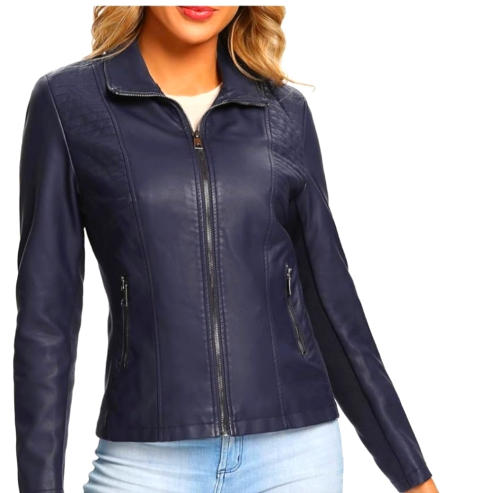 S P Y M Womens Faux Leather Jacket, Casual